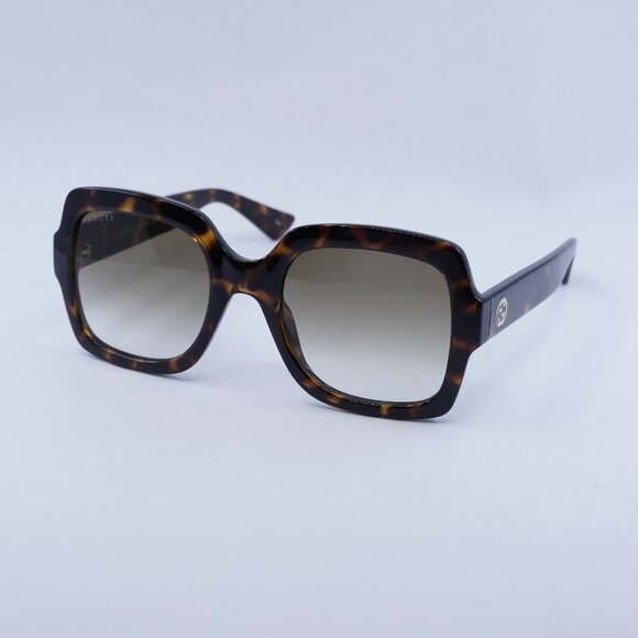 Gucci GG1337S 003 Sunglasses Dark Havana Square Frame, Gradient Brown Lenses